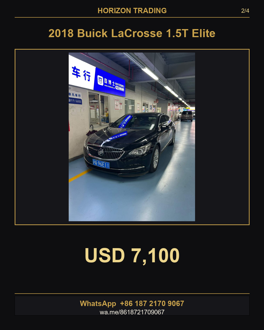 2018 Buick LaCrosse 1.5T Elite — FOB Shanghai USD 7,100