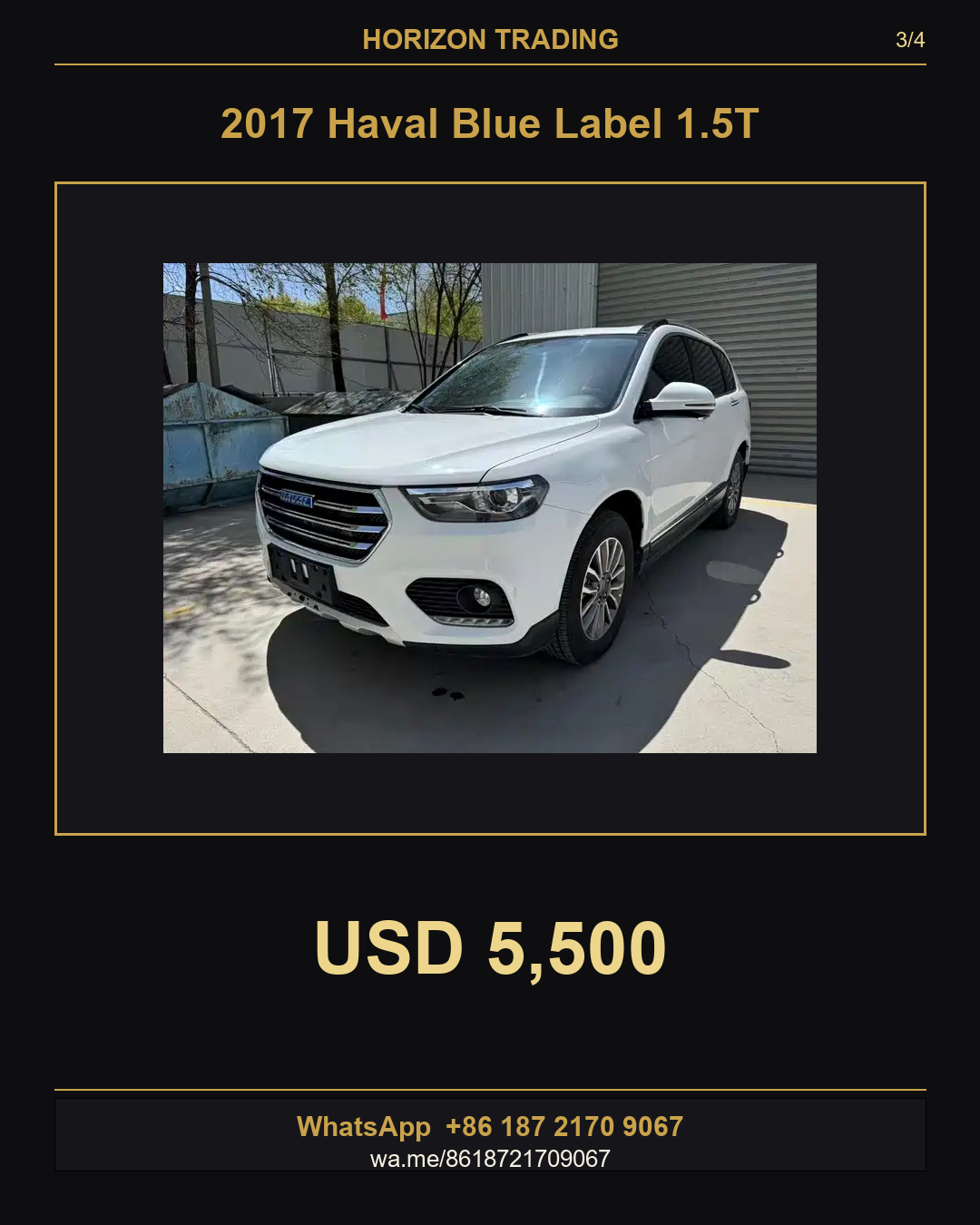 2017 Haval Blue Label 1.5T — FOB Shanghai USD 5,500